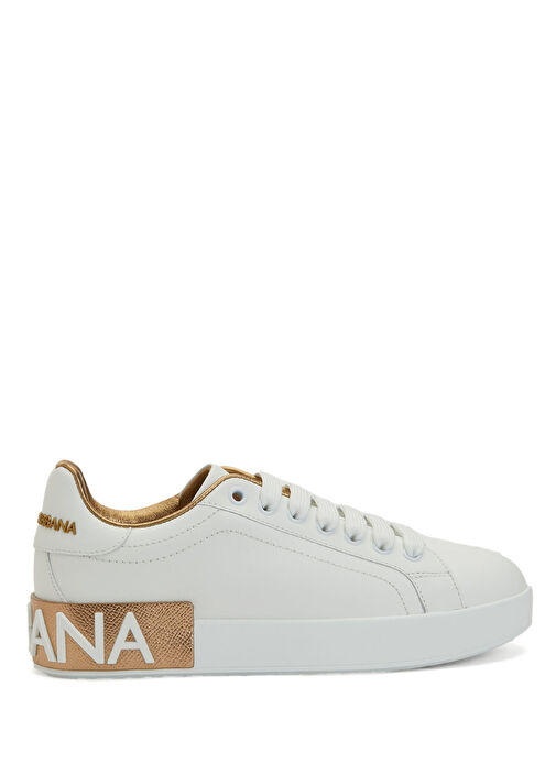 Dolce&Gabbana Gold Kadın Portofino Beyaz Gold Kadın Deri Sneaker