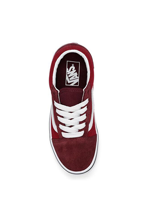 Old Skool Bordo Unisex Çocuk Deri Sneaker - Görsel 3