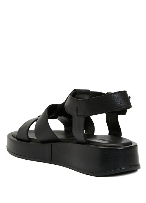 Siyah Kadın Deri Sandalet - Görsel 4