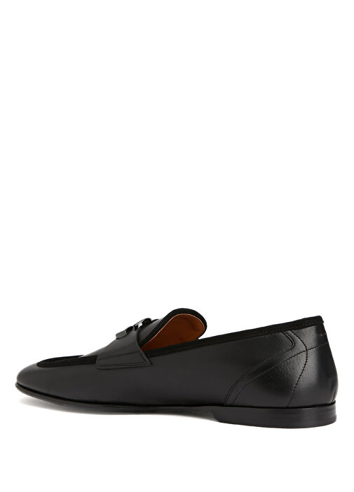 Siyah Logo Tokalı Erkek Deri Loafer - Görsel 4