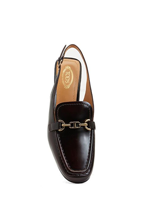 Mürdüm Logo Tokalı Kadın Deri Topuklu Ayakkabı - Görsel 5