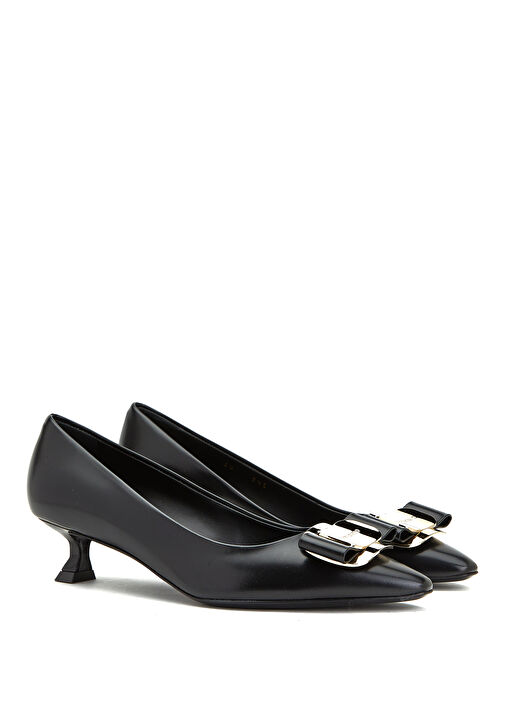 Vara Siyah Deri Topuklu Ayakkabı - Görsel 3