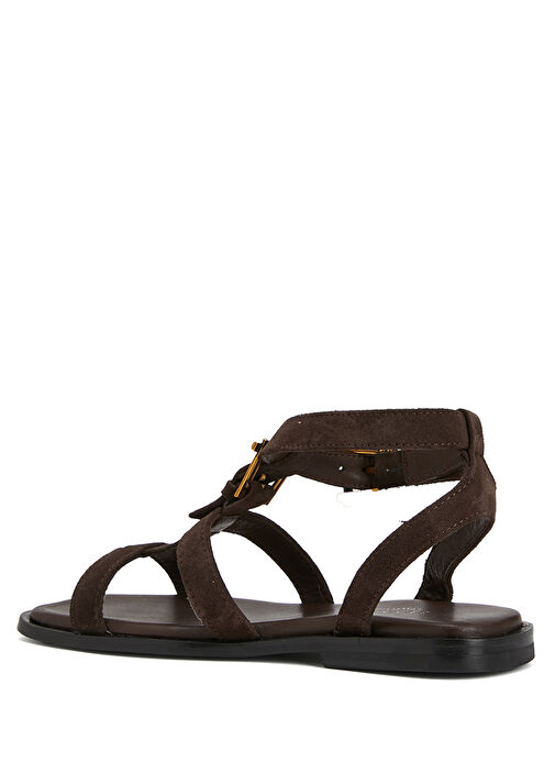 Kahverengi Kadın Süet Sandalet - Görsel 4