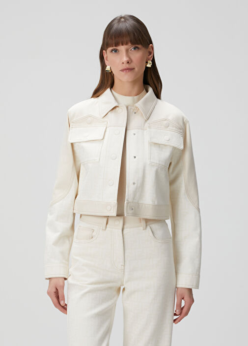 ジャケット FENDI FF beige chambray jacket Jacket Denim Beige | Fendi