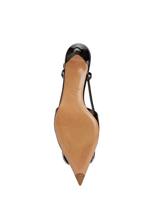 VLogo Siyah Deri Topuklu Ayakkabı - Görsel 6