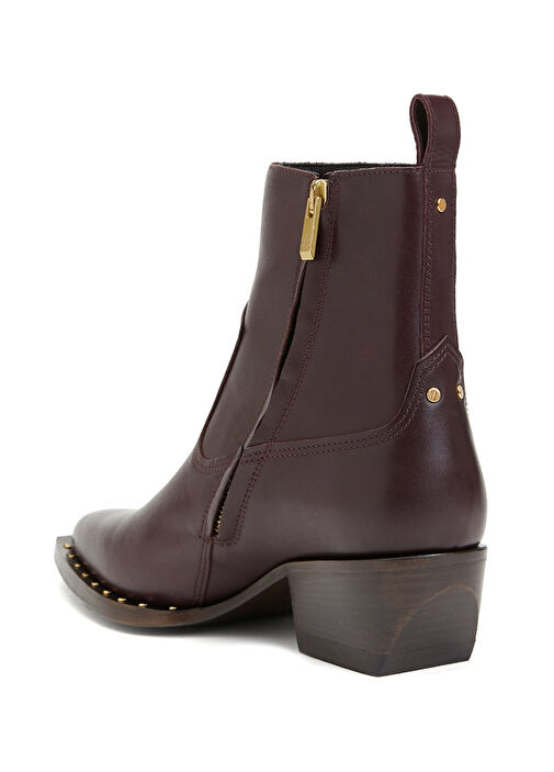Bordo Kadın Deri Bot - Görsel 4