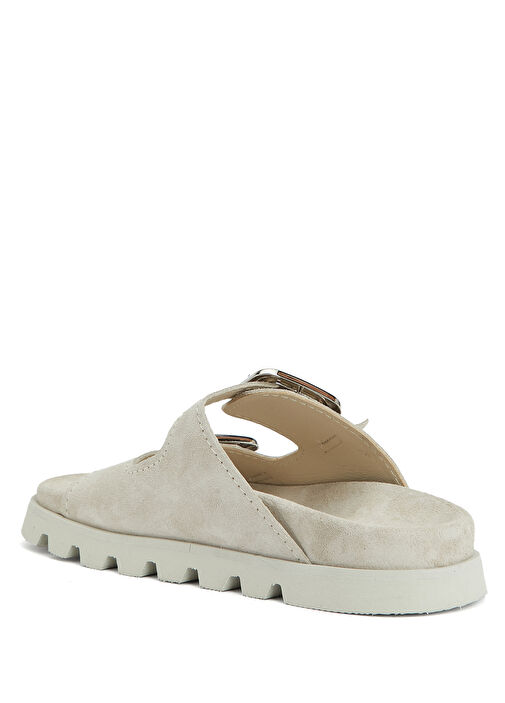 Krem Kadın Deri Terlik - Görsel 4