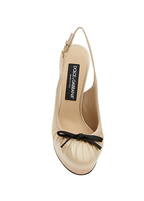 Krem Saten Topuklu Ayakkabı - Görsel 5