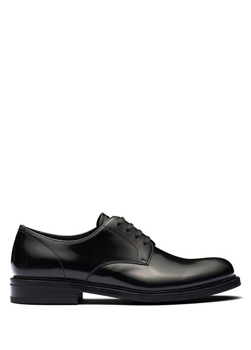 Black Prada Black Men Black Brushed Leather Lace-Up Men's Classic