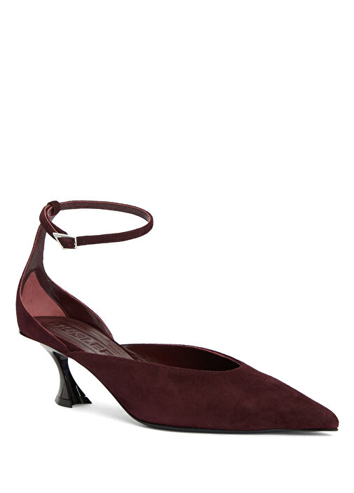 Koyu Bordo Deri Topuklu Ayakkabı - Görsel 3
