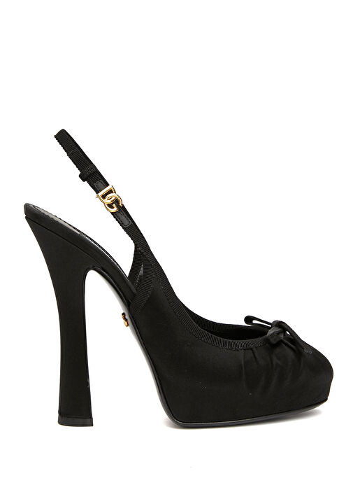 Saten Siyah Topuklu Ayakkabı - Görsel 2