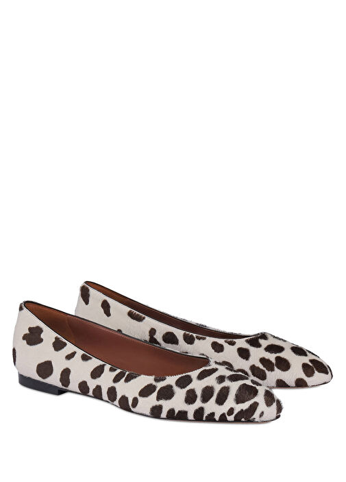 Beyaz Kahverengi Desenli Deri Babet - Görsel 3