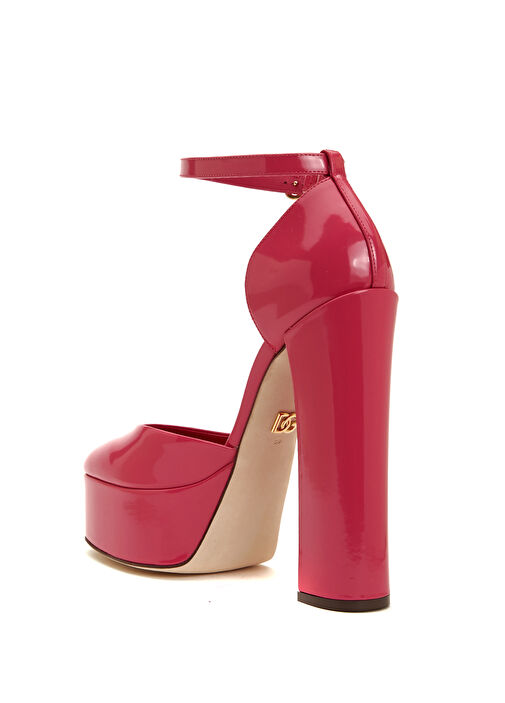 Pembe Platform Topuklu Deri Ayakkabı - Görsel 4