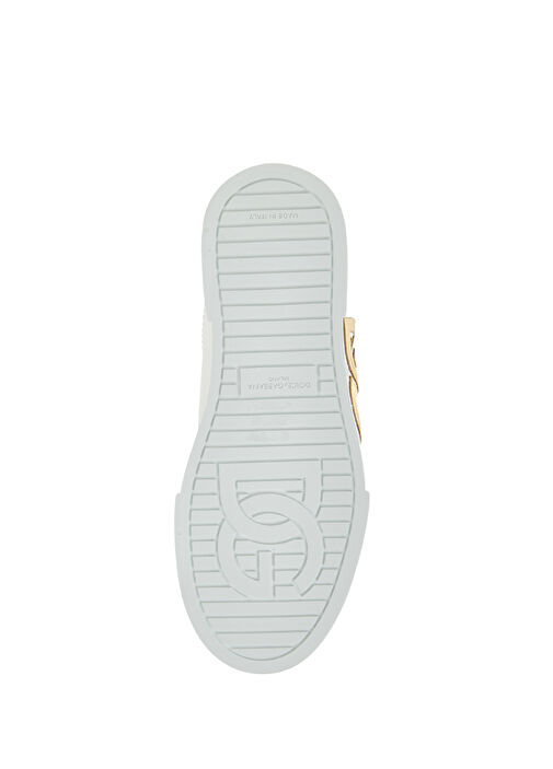 Beyaz Gold Logolu Kadın Deri Sneaker - Görsel 6