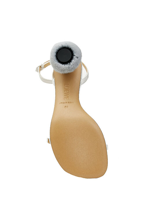 Beyaz Topuk Detaylı Kadın Deri Sandalet - Görsel 6