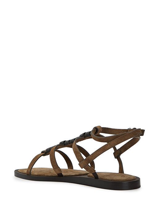 Brunello Cucinelli Kahverengi Brunello Cucinelli Süet Kadın Sandalet