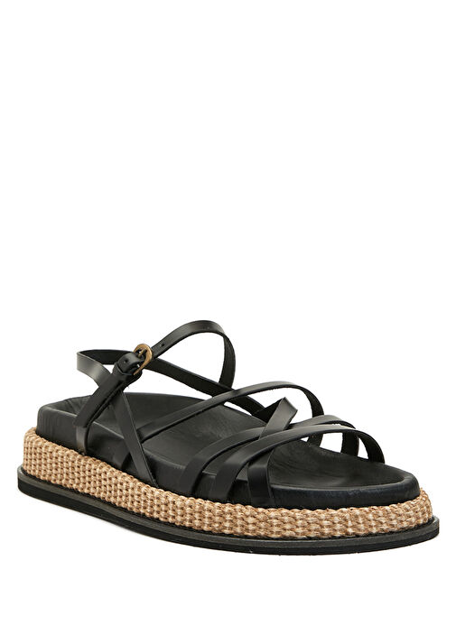 Siyah Kadın Deri Sandalet - Görsel 3