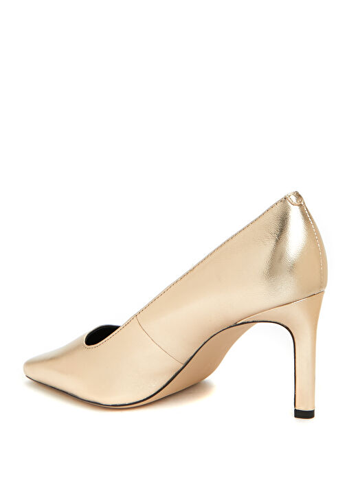 Gold Deri Topuklu Ayakkabı - Görsel 4