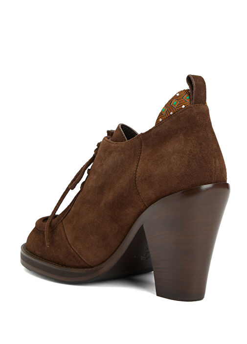 Texan Kahverengi Süet Topuklu Ayakkabı - Görsel 4