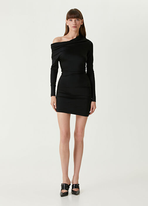 Alexander McQueen Black One Shoulder Mini Dress