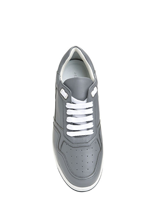 Gri Logolu Erkek Deri Sneaker - Görsel 5