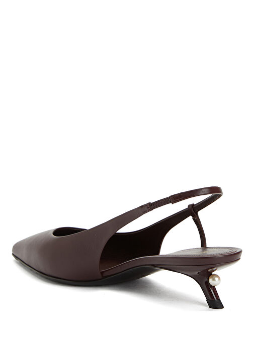 Bordo Deri Topuklu Ayakkabı - Görsel 4