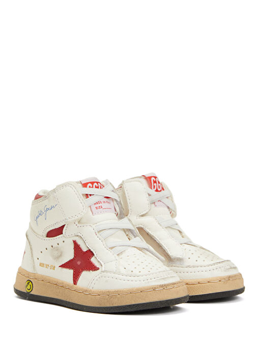 Sky-Star Beyaz Kırmızı Unisex Bebek Deri Sneaker - Görsel 3