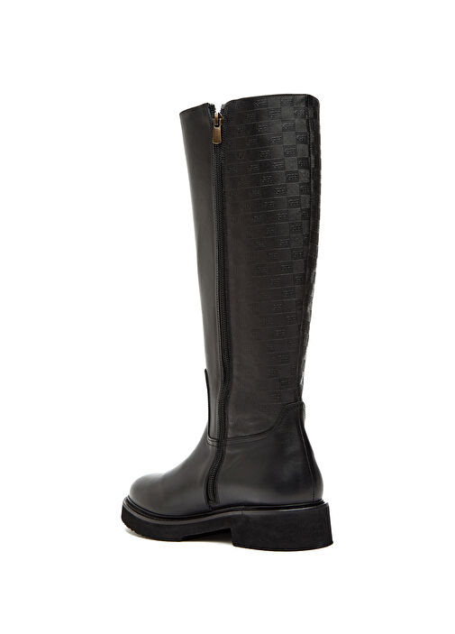 Siyah Baskılı Kadın Deri Çizme - Görsel 4