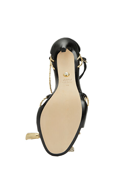 Antilo Siyah Gold Kadın Deri Sandalet - Görsel 5