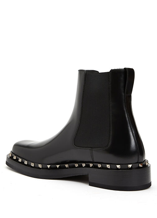 Siyah Lastikli Trok Detaylı Kadın Deri Bot - Görsel 4