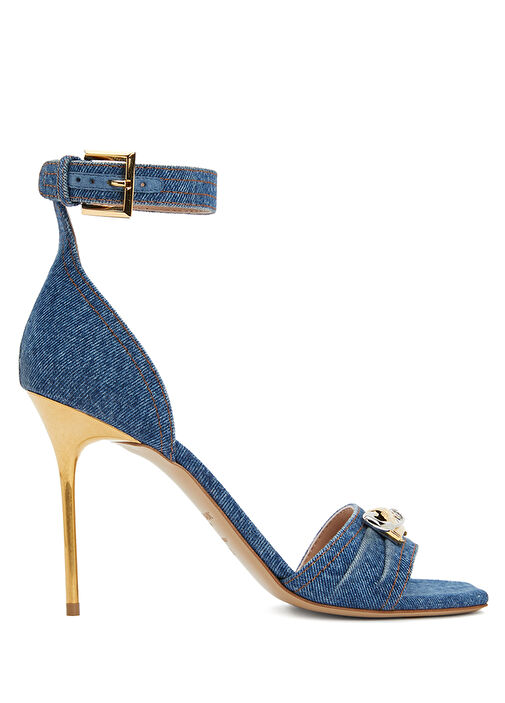 Balmain - Safety Pin Blue Women's Denim Sandals