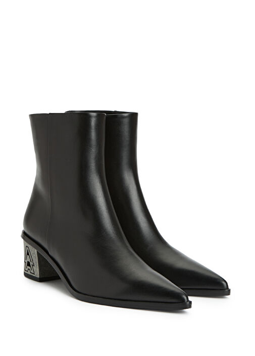 Siyah Logolu Kadın Deri Bot - Görsel 3