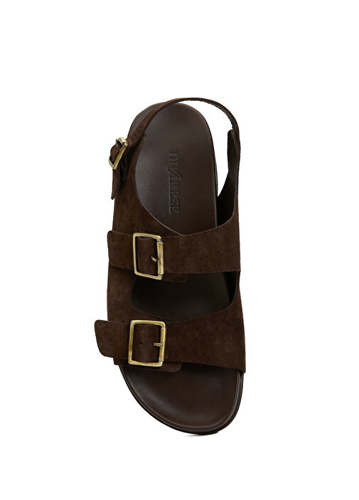 Kahverengi Erkek Deri Sandalet - Görsel 5