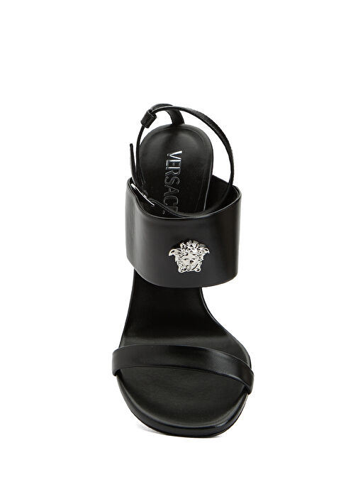Siyah Medusa Tokalı Kadın Deri Sandalet - Görsel 5