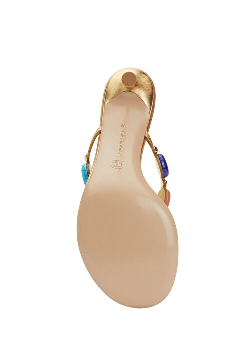 Shanti Thong Gold Deri Topuklu Terlik - Görsel 6