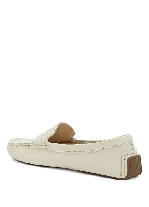 Kırık Beyaz Kadın Deri Loafer - Görsel 4