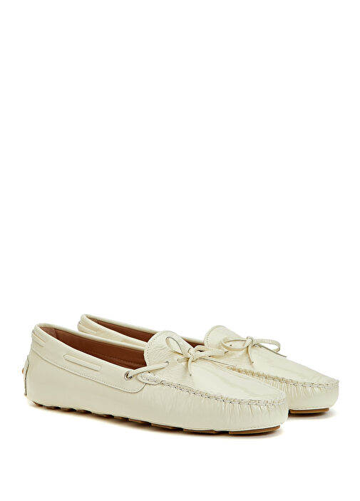 Ekru Kadın Rugan Deri Loafer - Görsel 3