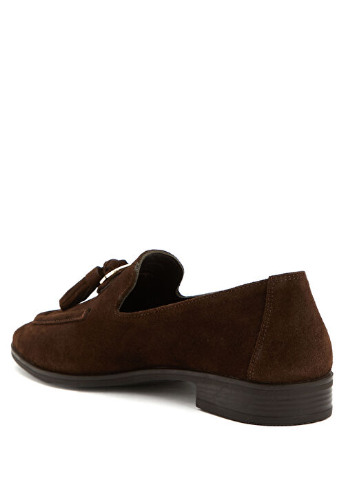 Koyu Kahverengi Kadın Süet Loafer - Görsel 4