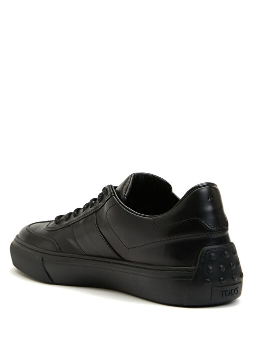 Siyah Logo Detaylı Erkek Deri Sneaker - Görsel 4