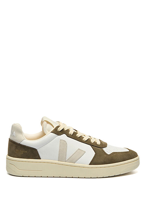 V-82 Grained Haki Bej Kadın Deri Sneaker - Görsel 2