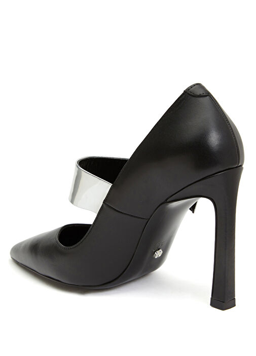 Siyah Deri Stiletto - Görsel 4