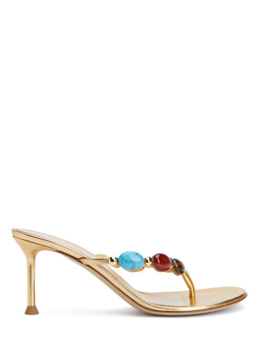 Shanti Thong Gold Deri Topuklu Terlik