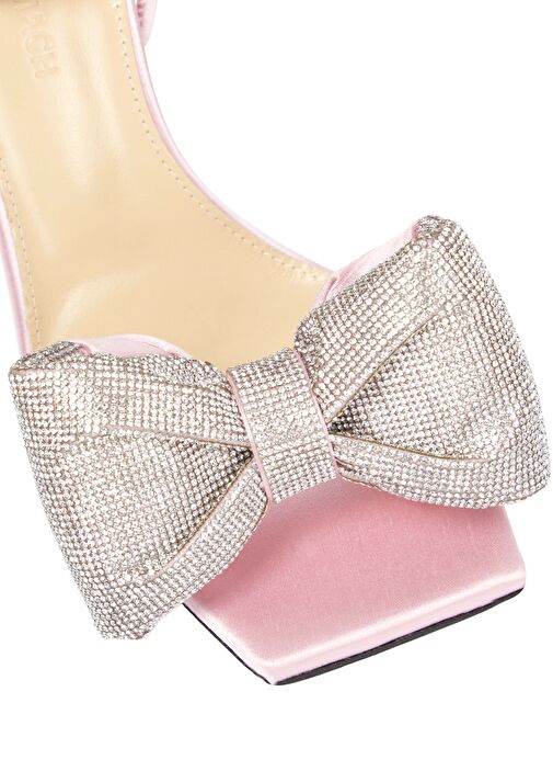 Pembe Fiyonklu Mikro Taşlı Kadın Sandalet - Görsel 5