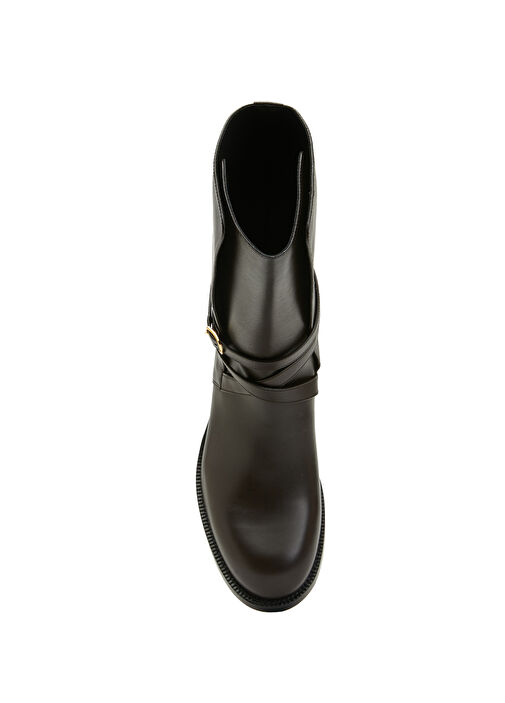 Koyu Kahverengi Kadın Deri Bot - Görsel 5