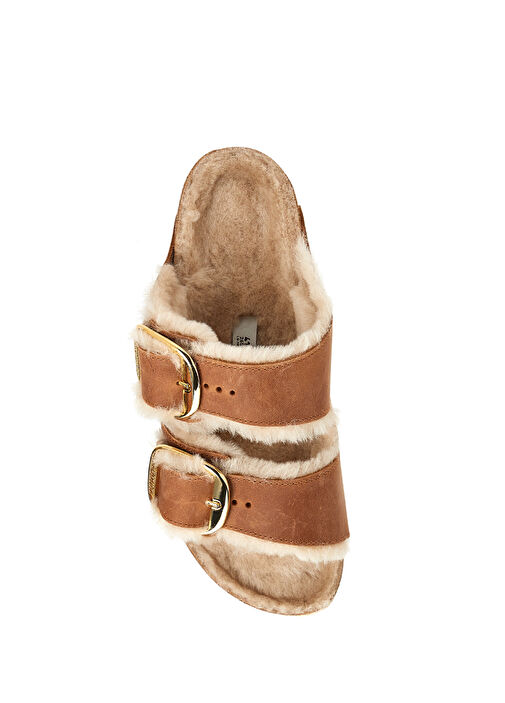 Arizona Big Buckle Shearling Taba Kadın Terlik - Görsel 5