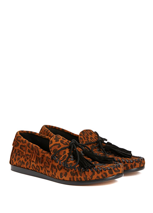 Fitza Leopar Desenli Kadın Süet Loafer - Görsel 3
