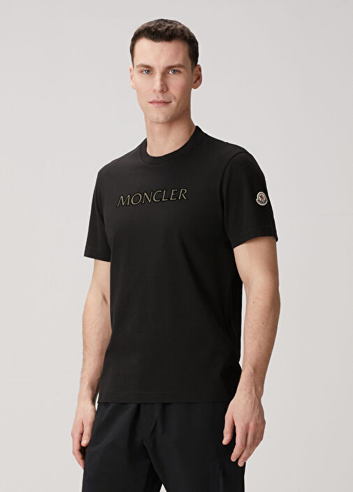 MONCLER Tシャツ/9-12 Moncler Kırık Beyaz Erkek Kırık Beyaz Logo Nakışlı T-shirt 1892878