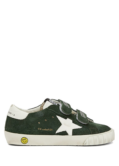 Old School Koyu Yeşil Unisex Çocuk Deri Sneaker - Görsel 2