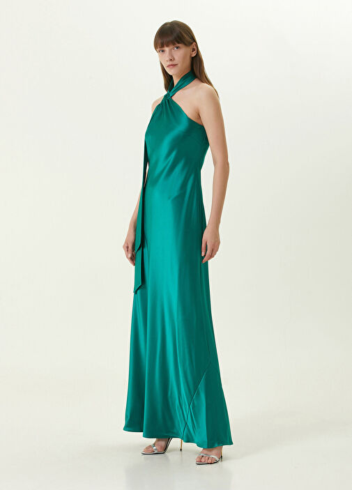 Galvan - Maxi Dress With Green Collar Detail Galvan - Maxi Dress With Green Collar Detail