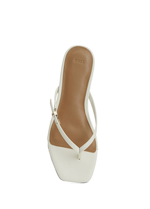 Charlize Beyaz Kadın Deri Terlik - Görsel 5